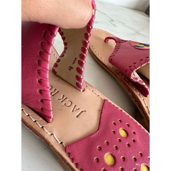 JACK ROGERS Pink Leather Patchwork Sandals Sz 9 - Picture 5 of 6